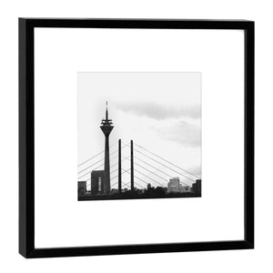 COGNOSCO - Fine Art Print im Rahmen - Düsseldorf - Rheinkniebrücke